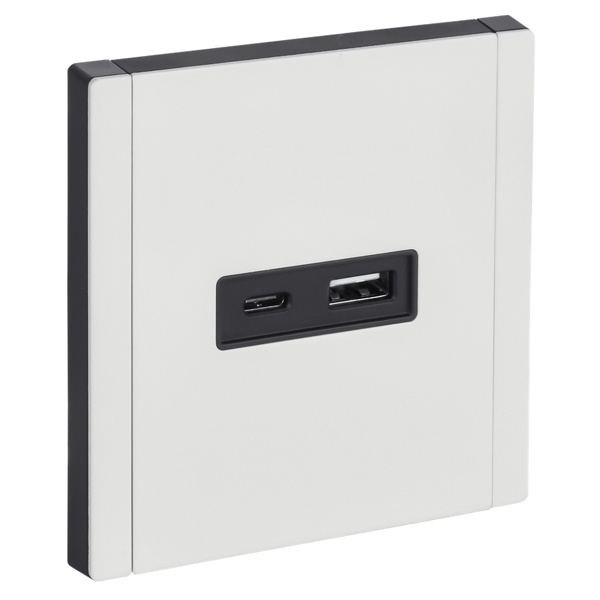 Розетка для зарядки ИЭК FORTE&PIANO FP251M USB A+C 18Вт металл белый