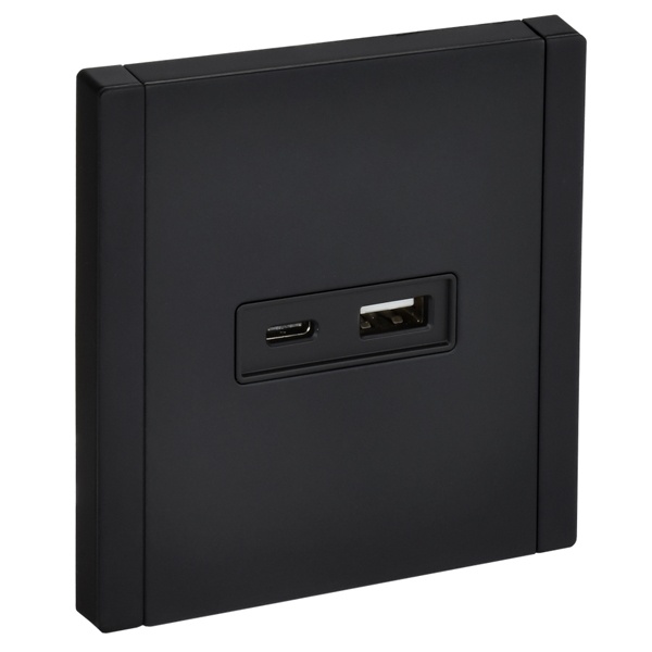 Розетка для зарядки ИЭК FORTE&PIANO FP151M USB A+C 18Вт металл черный