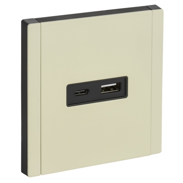 Розетка для зарядки ИЭК FORTE&PIANO FP851M USB A+C 18Вт металл слоновая кость (бежевый)