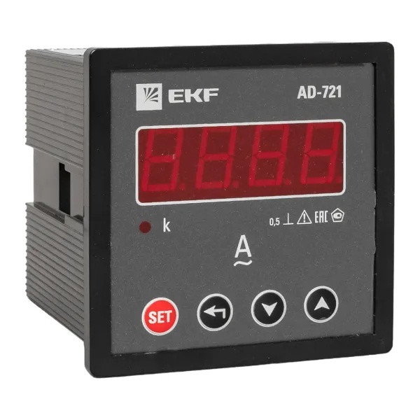 Амперметр цифровой на панель EKF однофазный 0,05-5А АС 0,5 72х72х80мм