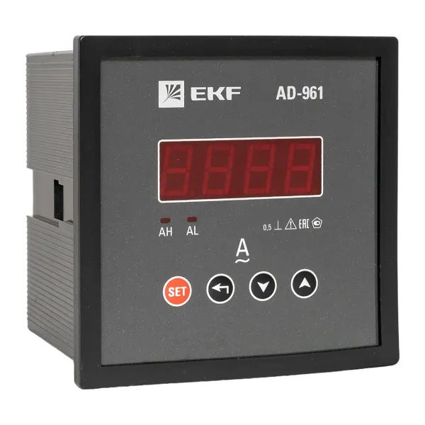 Амперметр цифровой на панель EKF однофазный 0,05-5А АС 0,5 96х96х80мм