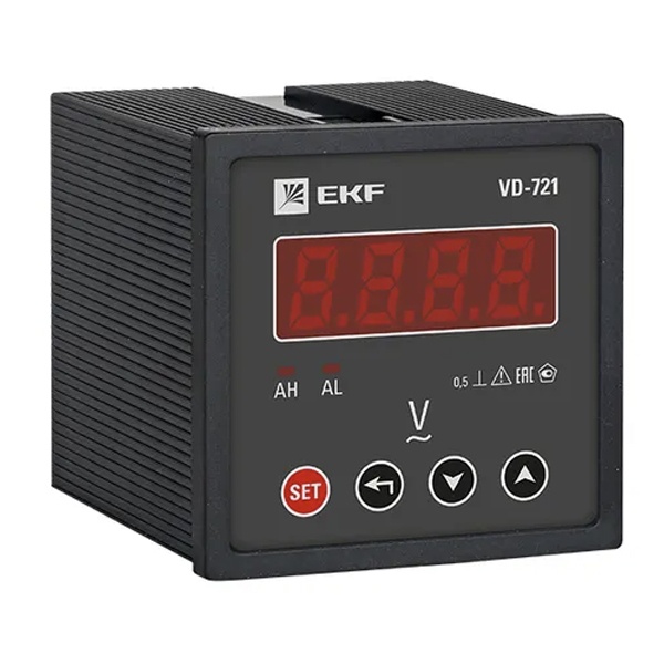 Вольтметр цифровой на панель EKF однофазный 1-500В АС 0,5 72х72х80мм