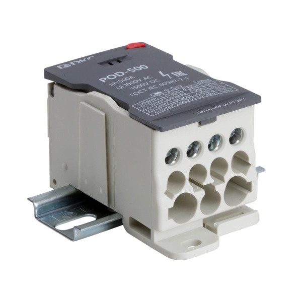 Блок распределительный DKC 1П 500А плоский 24x8 мм, 2x35 мм2, 5x16 мм2, 4х10 мм2 винтовой зажим