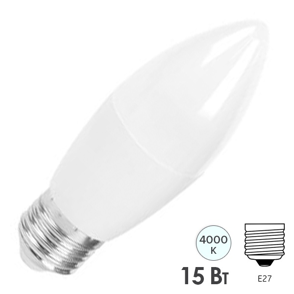 Лампа светодиодная свеча Feron LB-980 С37 15W 4000K 230V E27 холодный свет