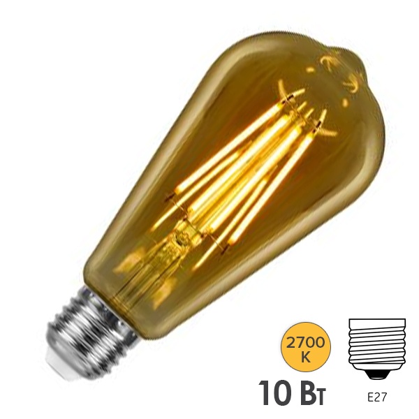 Лампа филаментная светодиодная ретро Feron LB-64 ST64 10W 2700K 230V E27