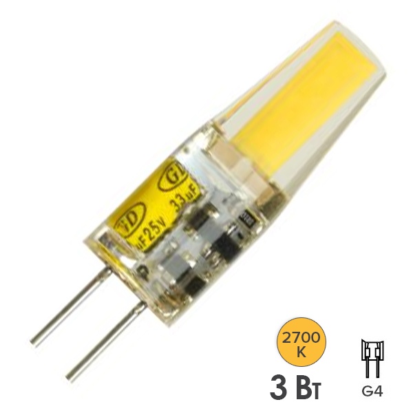 Лампа светодиодная Feron LB-424 JC 3W 2700K 12V G4 теплый свет
