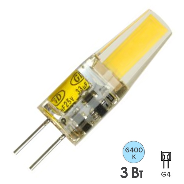Лампа светодиодная Feron LB-424 JC 3W 6400K 12V G4 дневной свет
