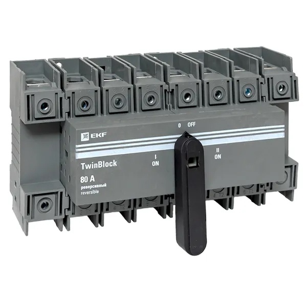 Рубильник EKF PROxima TwinBlock 80A 4P реверсивный c рукояткой для прямой установки (выключатель нагрузки)