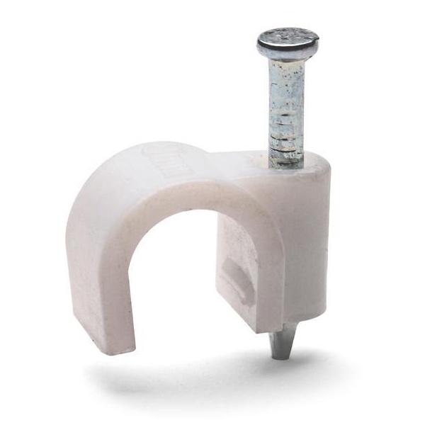 Скоба пластиковая Fortisflex СПК 12 (50шт) круглая до 12 мм белая