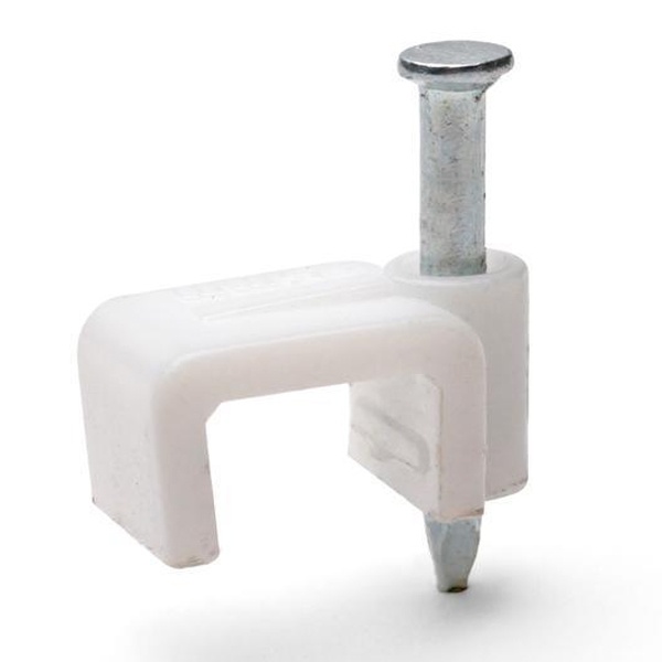 Скоба пластиковая Fortisflex СПП 8 (50шт) плоская до 8 мм белая