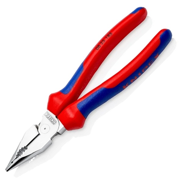Плоскогубцы комбинированные остроконечные с удлинёнными губками 185 мм хром. 2-комп ручки