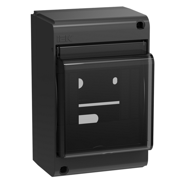 Корпус накладной пластиковый ИЭК UNION КМПн-4 4 модуля с прозрачной дверкой IP30 черный