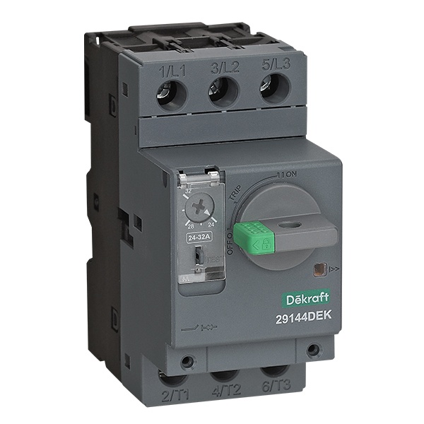 Автомат защиты двигателя DEKraft ВА-451 3P 20,0-25,0A 15кА c термомагнитным расцепителем