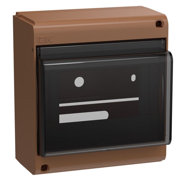 Корпус накладной пластиковый ИЭК UNION КМПн-6 6 модулей с прозрачной дверкой IP30 дуб