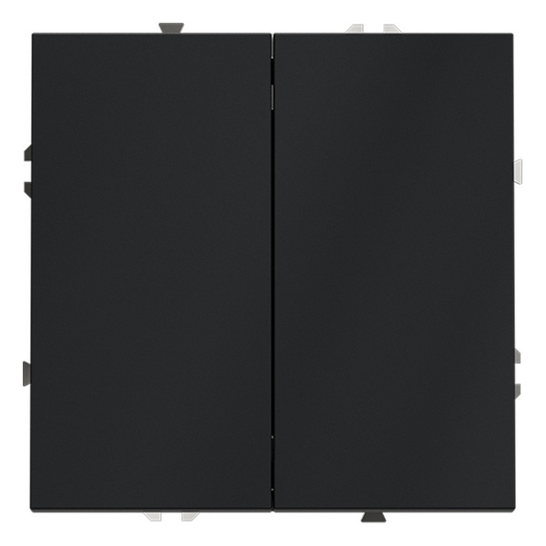 Проходной переключатель двухклавишный встраиваемый Voltum S70 10А графит