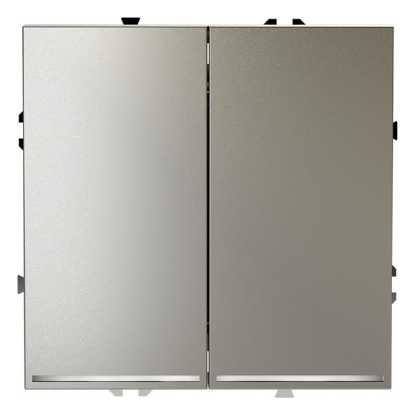 Проходной переключатель двухклавишный встраиваемый Voltum S70 с подсветкой 10А шелк