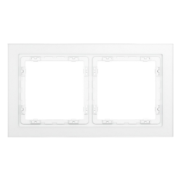 Рамка стеклянная Voltum S70 на 2 поста белый матовый