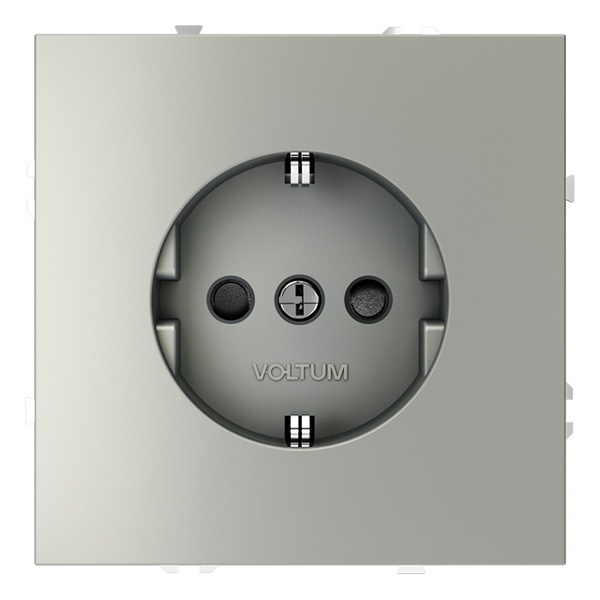 Розетка встраиваемая Voltum S70 с заземлением и защитными шторками 16А сталь
