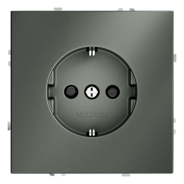 Розетка встраиваемая Voltum S70 с заземлением и защитными шторками 16А титан