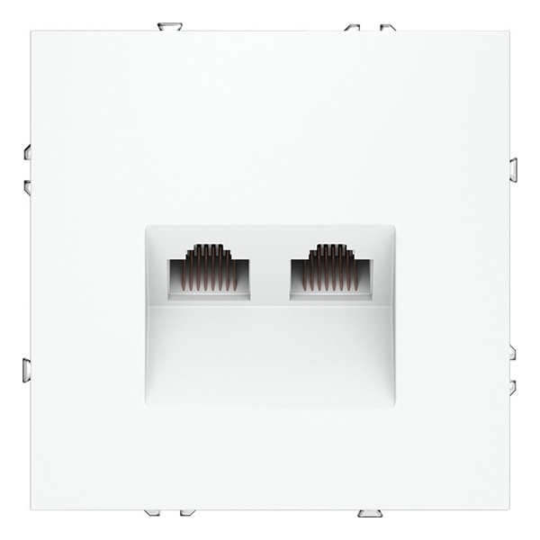 Розетка компьютерная двойная встраиваемая Voltum S70 RJ45+RJ45 кат.6 белый матовый