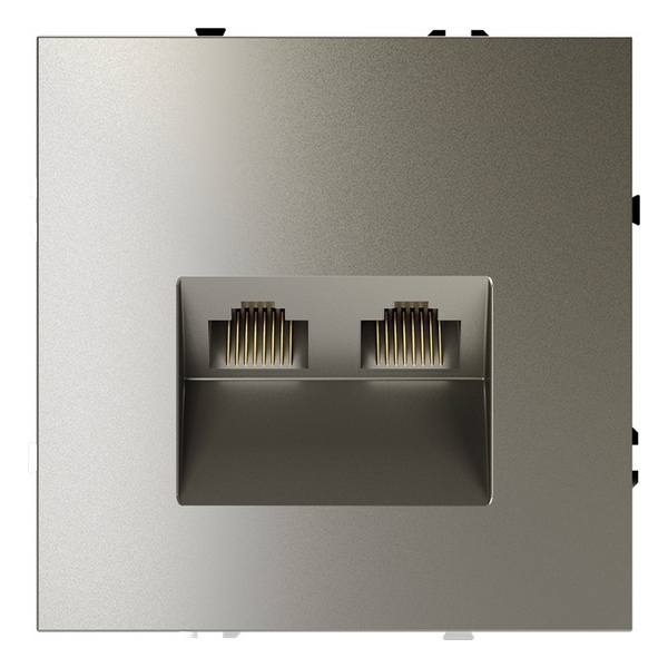 Розетка компьютерная двойная встраиваемая Voltum S70 RJ45+RJ45 кат.6 шелк