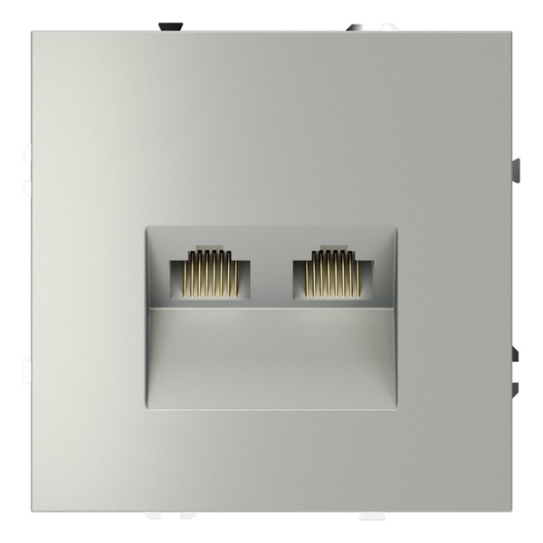 Розетка компьютерная двойная встраиваемая Voltum S70 RJ45+RJ45 кат.6 сталь