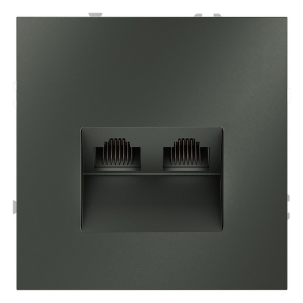 Розетка компьютерная двойная встраиваемая Voltum S70 RJ45+RJ45 кат.6 титан