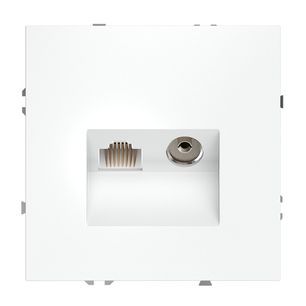 Розетка телевизионная встраиваемая Voltum S70 TV+RJ45 кат. 6 белый матовый