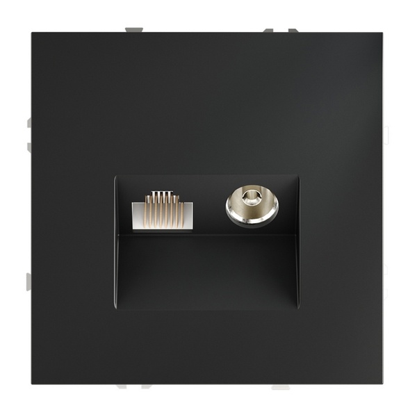 Розетка телевизионная встраиваемая Voltum S70 TV+RJ45 кат. 6 графит