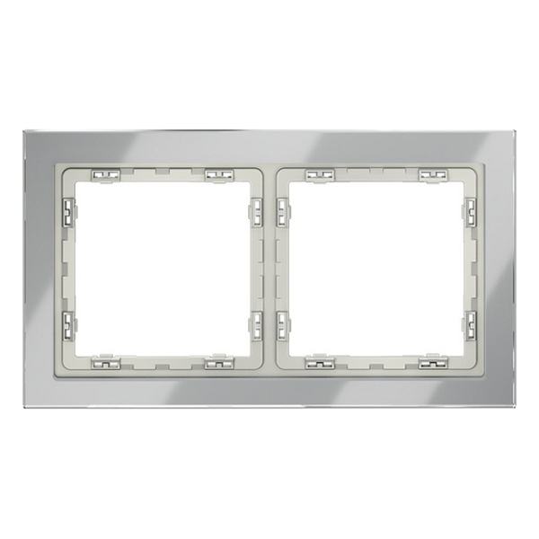 Рамка стеклянная Voltum S70 на 2 поста сталь