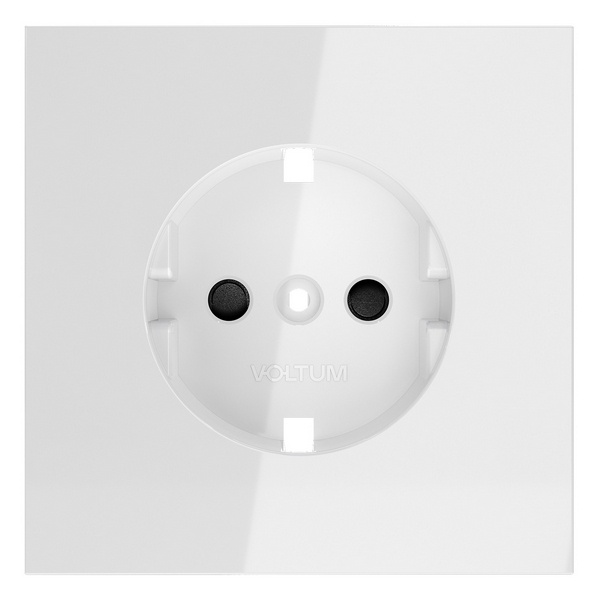 Накладка Voltum S70 для розетки с заземлением и защитными шторками белый глянцевый