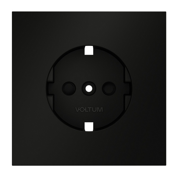 Накладка Voltum S70 для розетки с заземлением и защитными шторками черный матовый
