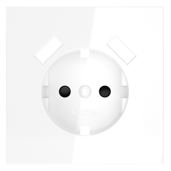 Накладка Voltum S70 для розетки с заземлением и защитными шторками с USB A+A белый глянцевый