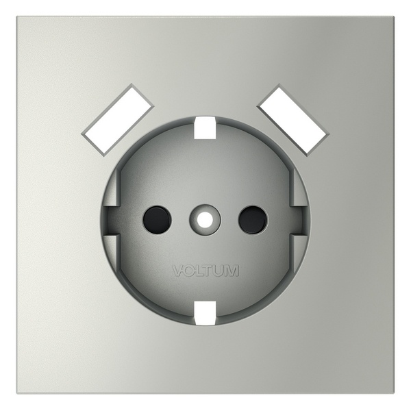 Накладка Voltum S70 для розетки с заземлением и защитными шторками с USB A+A сталь