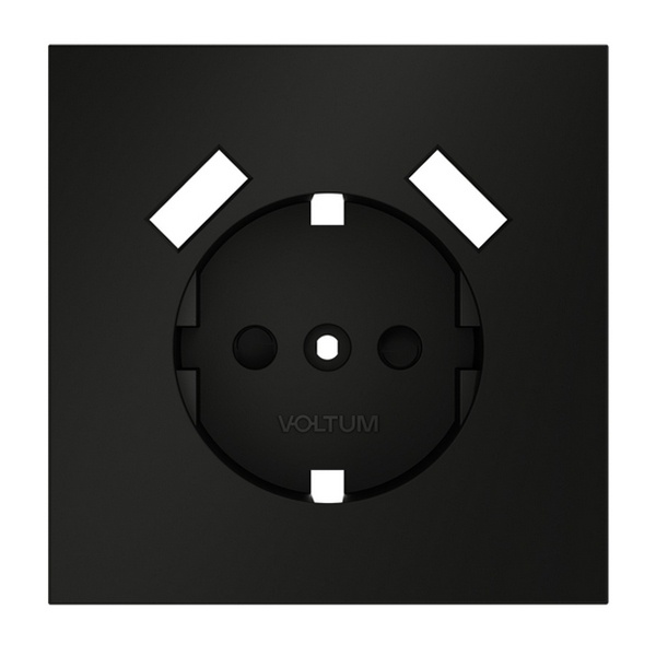 Накладка Voltum S70 для розетки с заземлением и защитными шторками с USB A+A черный матовый