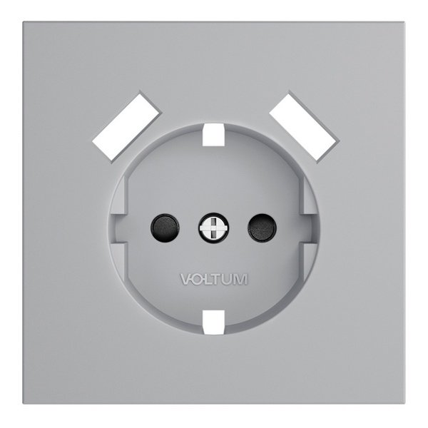 Накладка Voltum S70 для розетки с заземлением и защитными шторками с USB A+A серый