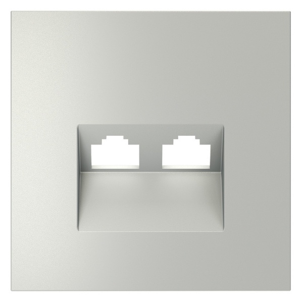 Накладка Voltum S70 для розетки компьютерной двойной RJ45+RJ45 кат.6 сталь