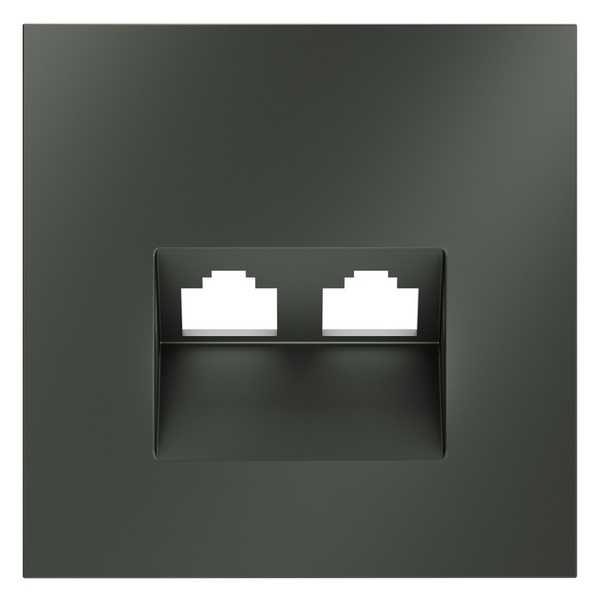 Накладка Voltum S70 для розетки компьютерной двойной RJ45+RJ45 кат.6 титан