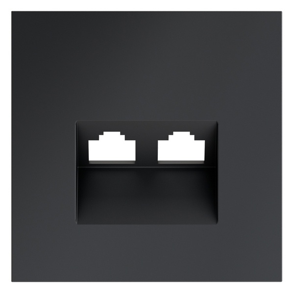 Накладка Voltum S70 для розетки компьютерной двойной RJ45+RJ45 кат.6 графит