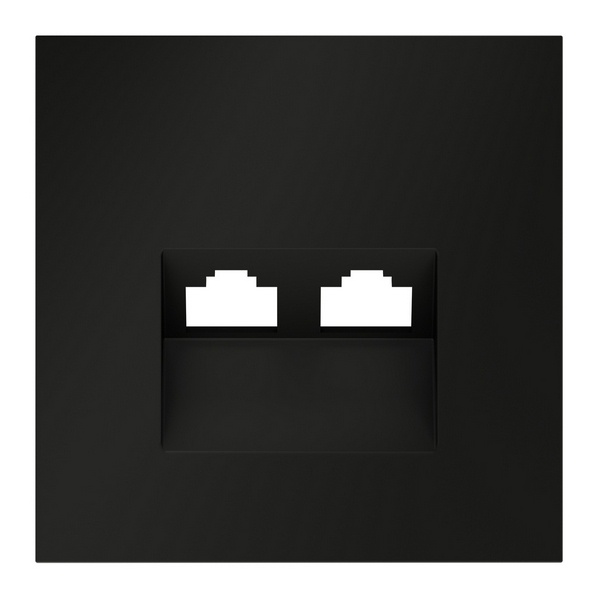 Накладка Voltum S70 для розетки компьютерной двойной RJ45+RJ45 кат.6 черный матовый