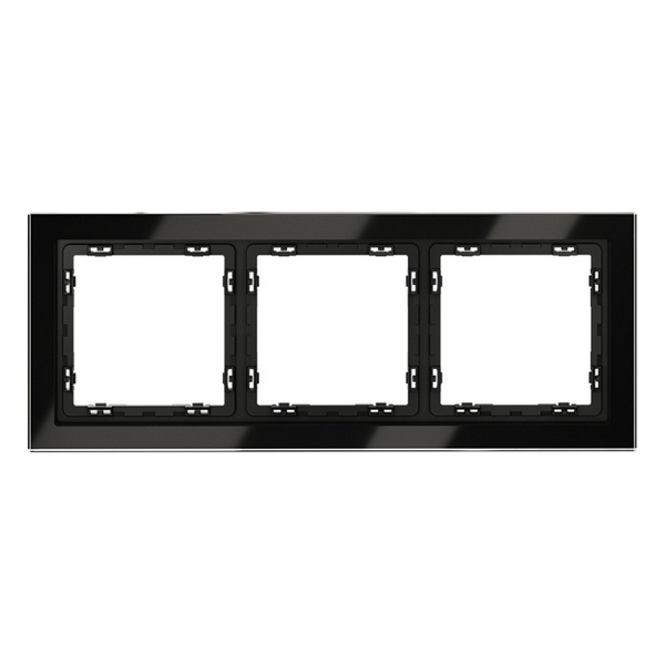Рамка стеклянная Voltum S70 на 3 поста черный