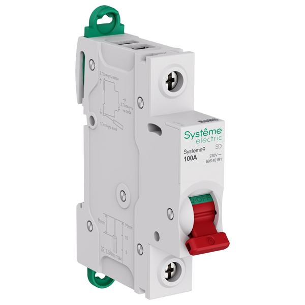 Выключатель нагрузки SE Systeme9 S9S 1П 100А 230В (рубильник)