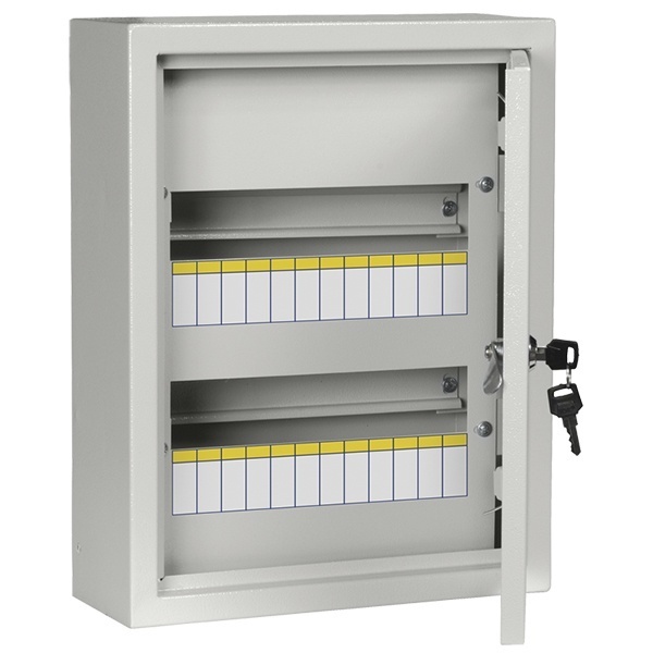 Щит металлический ИЭК TITAN 3 ЩРн-24з-1 24(2х12) модулей навесной 395х310х120 УХЛ3 IP31 серый