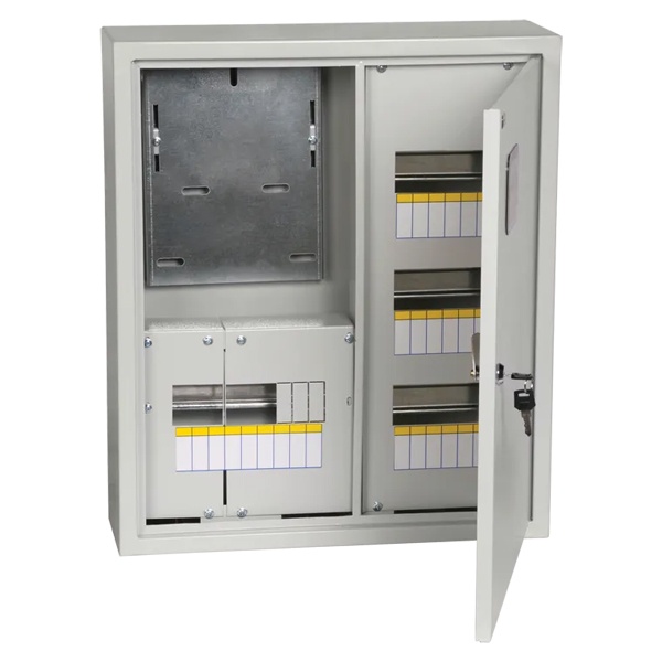 Щит металлический ИЭК ЩУРн-3/24зо-1 36 УХЛ3 IP31 на 3-х фазный счетчик и 24 модуля навесной