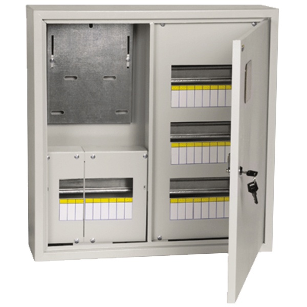 Щит металлический ИЭК ЩУРн-3/36зо-1 36 УХЛ3 IP31 на 3-х фазный счетчик и 36 модулей навесной