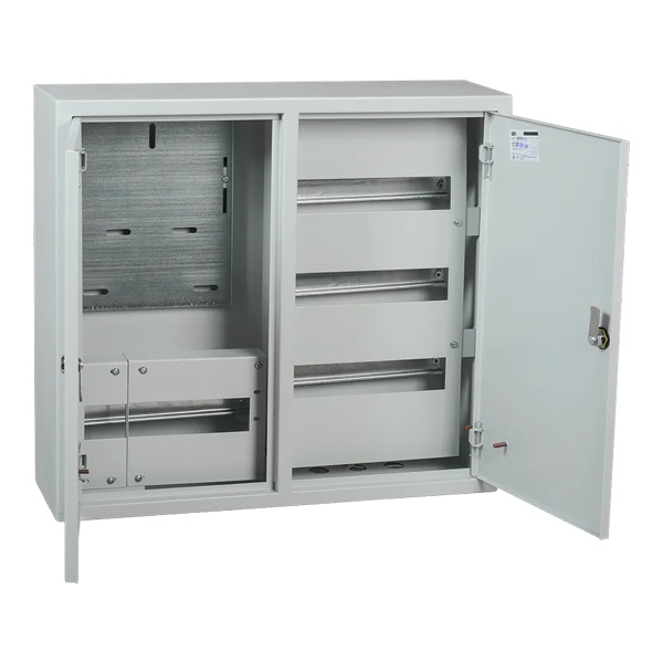 Щит металлический ИЭК ЩУРн-3/48зо-1 36 УХЛ3 IP31 на 3-х фазный счетчик и 48 модулей навесной