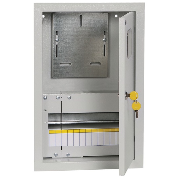 Щит металлический ИЭК ЩУРв-1/12зо-1 36 УХЛ3 IP31 на 1-фазный счетчик и 12 модулей встраиваемый