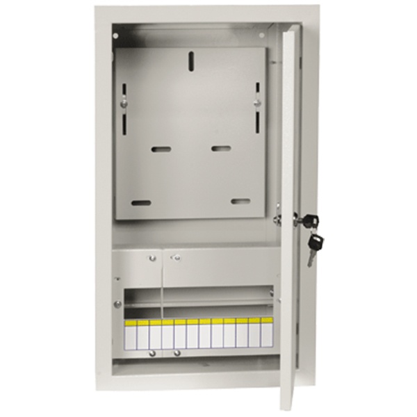 Щит металлический ИЭК ЩУРв-3/12зо-1 36 УХЛ3 IP31 на 3-фазный счетчик и 12 модулей встраиваемый