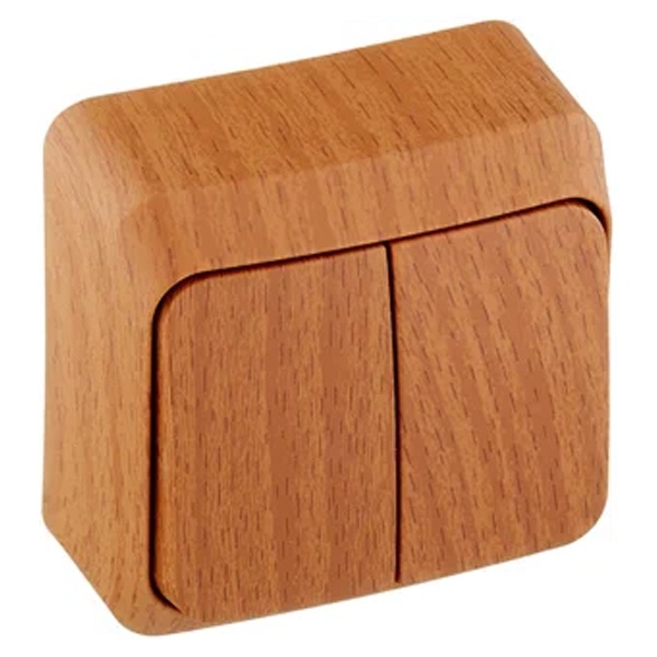 Накладной выключатель двухклавишный с подсветкой SE Этюд темный бук