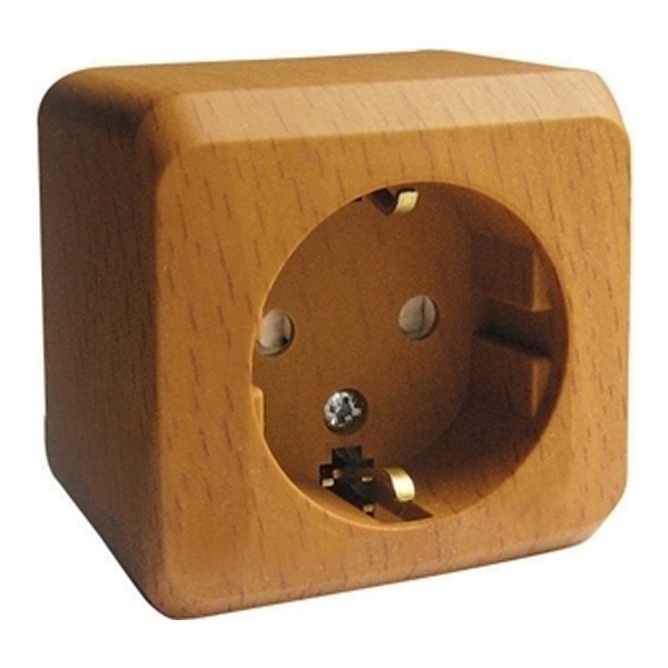 Накладная розетка с заземлением со шторками SE Этюд темный бук